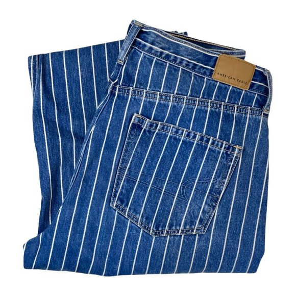 American Eagle Outfitters Denim - American Eagle Outfitters AEO Striped Denim Mom Tapered Leg Ankle Jeans 8 Reg 26